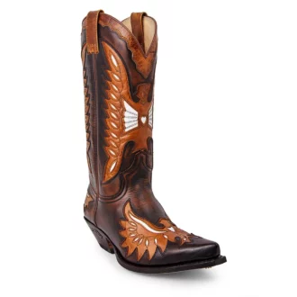 6990 santiag SENDRA BOOTS cuir cuervo britnes flo marron / laca camel unisexe