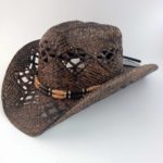 ref:6089 Chapeau country western paille couleur marron foncé homme/femme