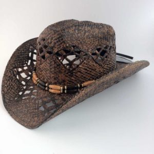 ref:6089 Chapeau country western paille couleur marron foncé homme/femme