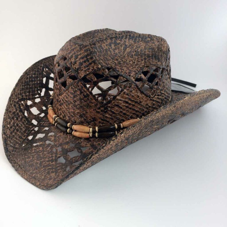 ref:6089 Chapeau country western paille couleur marron foncé homme/femme