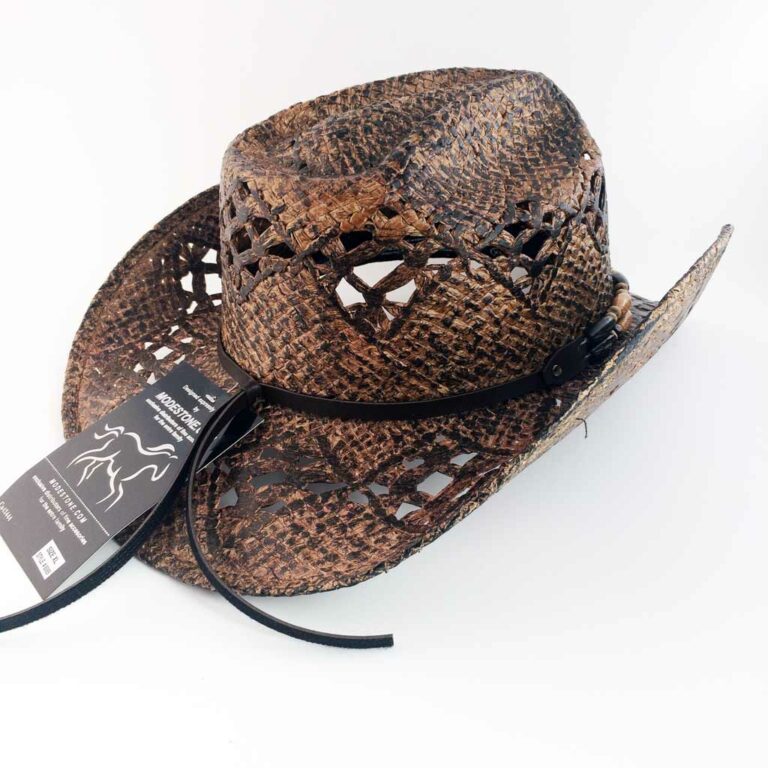 ref:6089 Chapeau country western paille couleur marron foncé homme/femme – Image 2