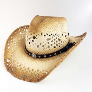 ref:6883 Chapeau country western paille couleur beige/marron  homme/femme