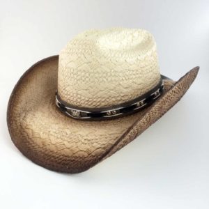 ref:8783 Chapeau country western paille couleur beige/marron  homme/femme