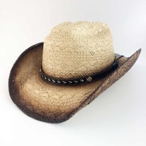 ref:8783tresse Chapeau country western paille couleur beige/marron  homme/femme