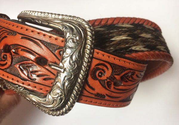 Ceinture western en cuir et crin de cheval homme/femme