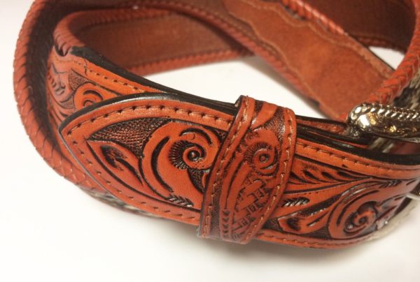 Ceinture western en cuir et crin de cheval homme/femme