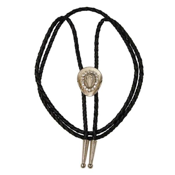 BT-5948-S Cravate bolo en argent avec cristaux autrichiens Fabriqué aux États-Unis unisexe