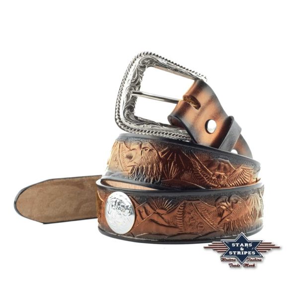 WG-37 Ceinture western marron Stars and Stripes homme, femme