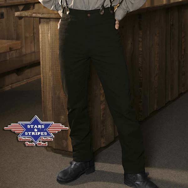 ref DILLON Pantalon noir Old West Stars and Stripes Homme