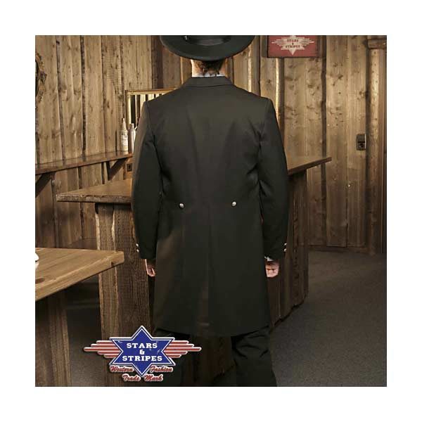 ref WYATT Redingote noir Old West Stars and Stripes Homme