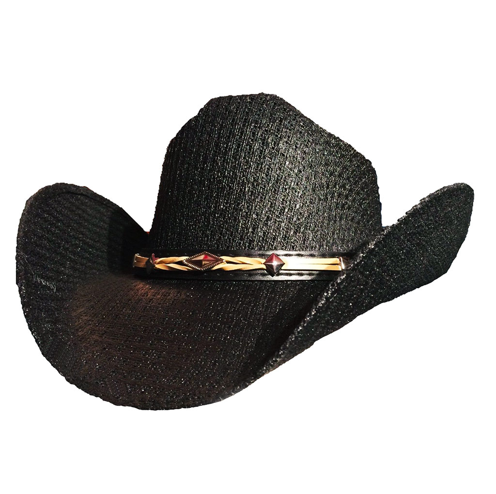 ref:3199 Chapeau country western paille couleur noir homme/femme