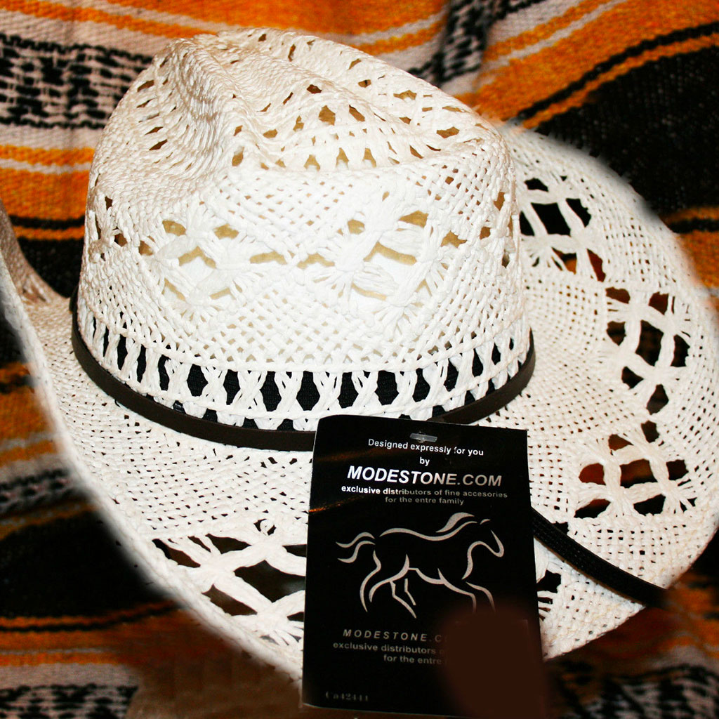 ref:3400 Chapeau country western paille couleur blanc homme/femme 