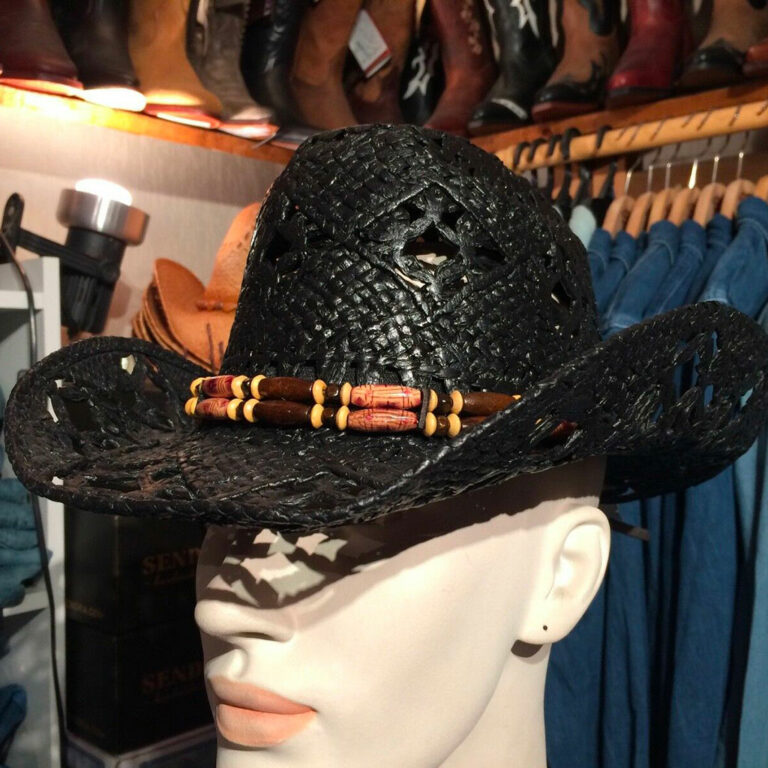 ref:5799 Chapeau country western paille couleur NOIR homme/femme – Image 3