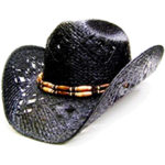 ref:5799 Chapeau country western paille couleur NOIR homme/femme