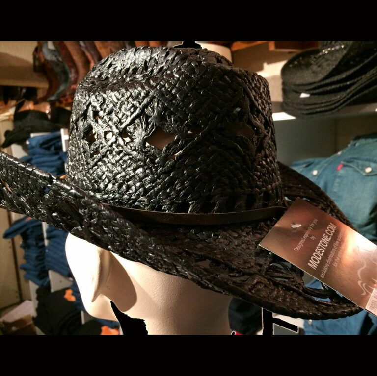 ref:5799 Chapeau country western paille couleur NOIR homme/femme – Image 2