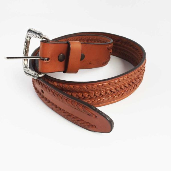 Ceinture Western Mexicaine En Cuir Marron - Réf. 2020105, Unisexe, Neuf Avec étiquettes