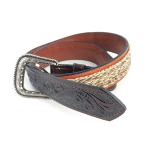 ref: 2020108 Ceinture crin de cheval synthétique Mexicaine western country marron homme, femme