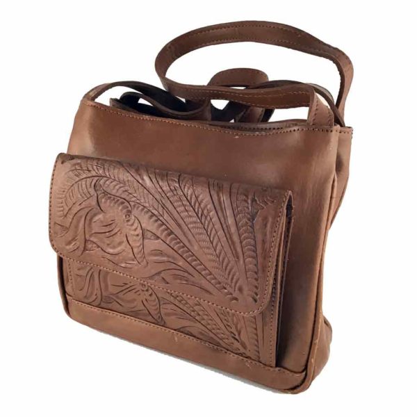 ref SACMAR04 Sac à main Western Country Cuir marron made in Mexique.