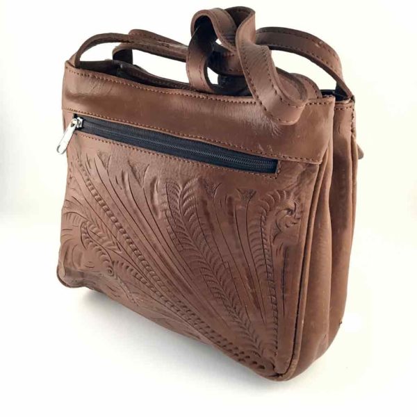 ref SACMAR04 Sac à main Western Country Cuir marron made in Mexique.