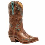 4622 Bottes country pointue Boulet marron/turquoise Femme