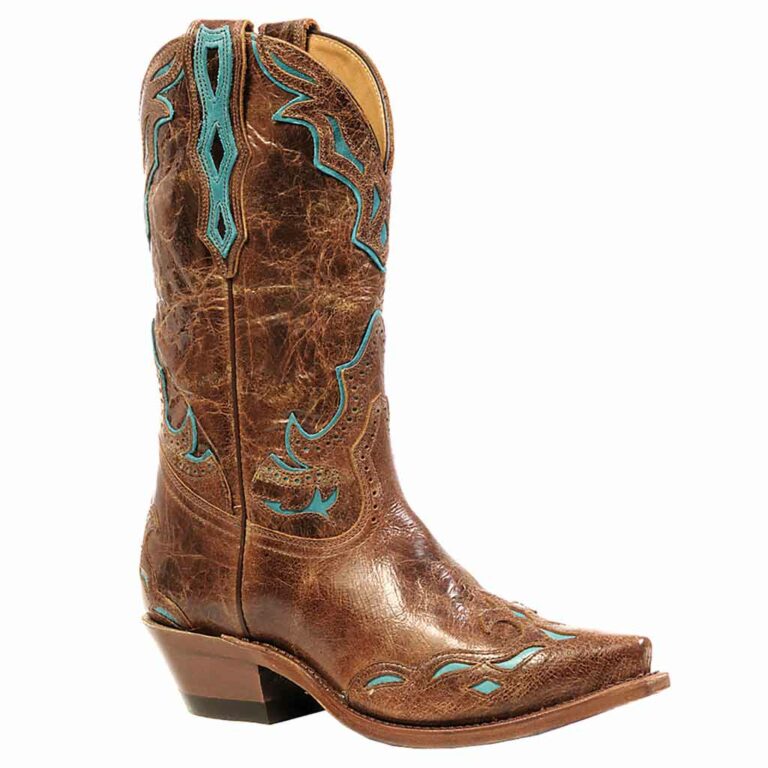4622 Bottes country pointue Boulet marron/turquoise Femme
