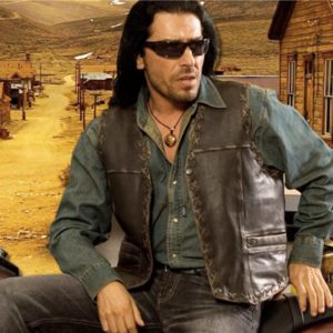 HONDO gilet en cuir marron country western Stars and Stripes homme
