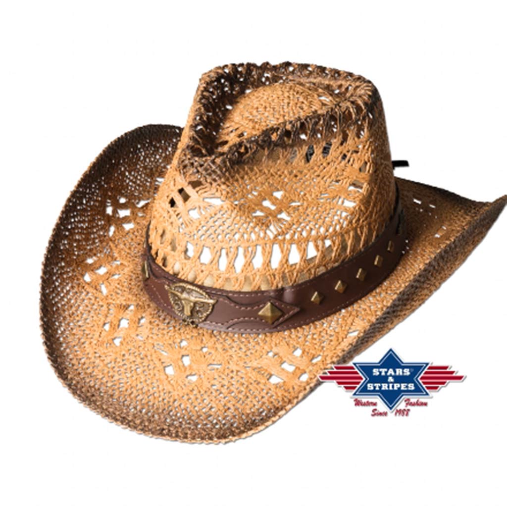 Ref SUNSET Chapeau Western Country 100% Paille homme/femme