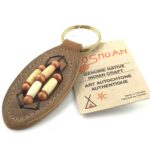 ref 501MF Porte CLEF marron foncé AMERINDIEN HURON 5 Nations Canada homme femme