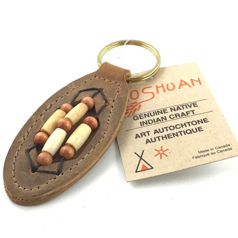 ref 501MF Porte CLEF marron foncé AMERINDIEN HURON 5 Nations Canada homme femme