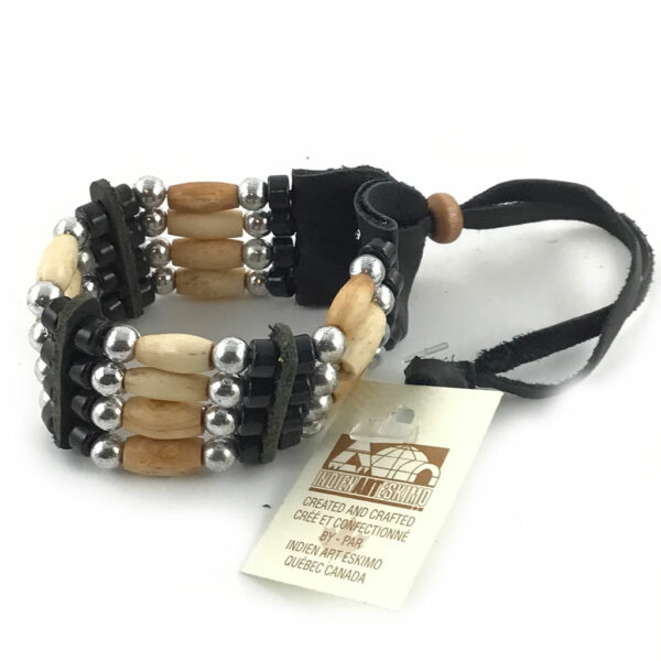 ref BRAO4 NOIR HURON Bracelets AMERINDIEN HURON 5 Nations Canada