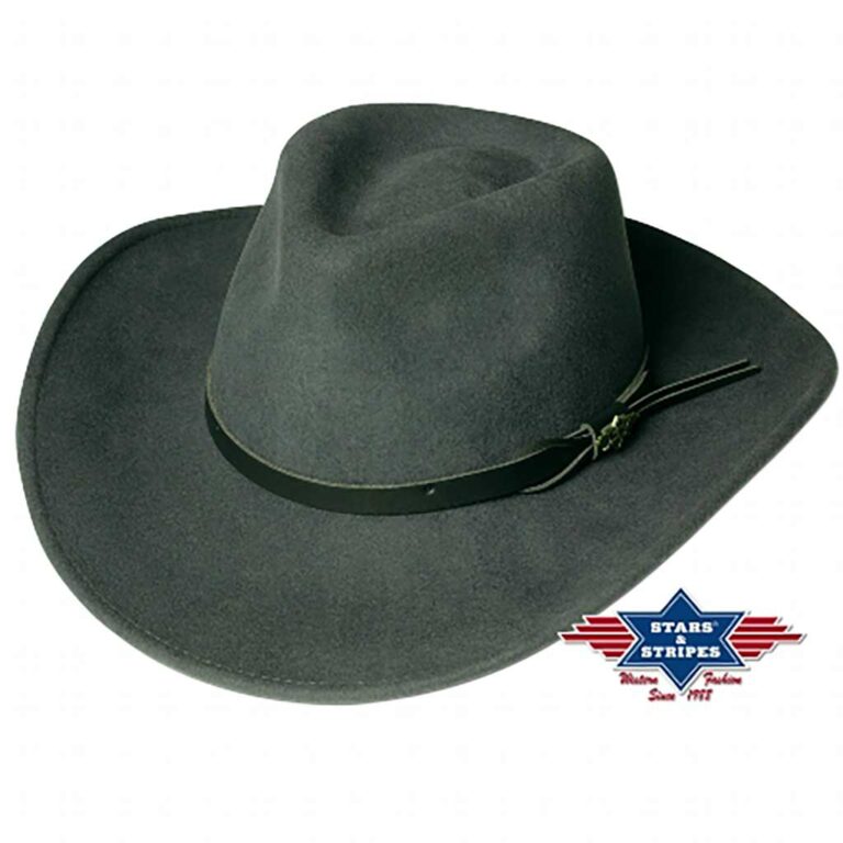 ref DINGO Chapeau gris 100% FEUTRE STARS & STRIPES Western/Country homme/femme