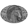 Boucle De Ceinture Western Tête De Cheval Et Parchemins - Réf. BU-025-P, En étain, Fabriquée Aux USA