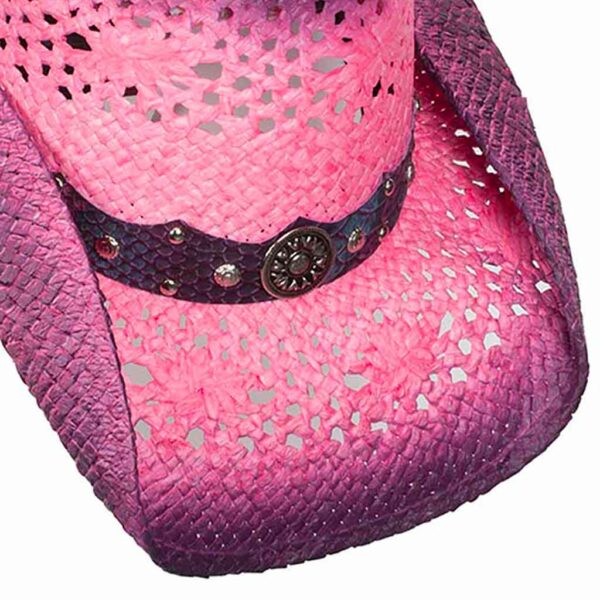 Chapeau Country Western En Paille Fushia - Unisexe, Marque La Joya, Neuf Avec étiquettes, Fabriqué Au Mexique