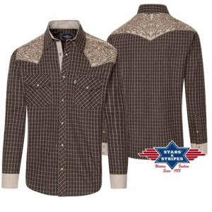 ROGER BEIGE chemise Stars and Stripes western country Homme