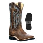 0335 Bottes Boulet western country Bout Carré Large marron femme