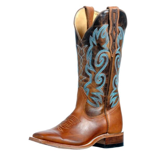 0342 Bottes Boulet western country Bout Carré Large marron femme
