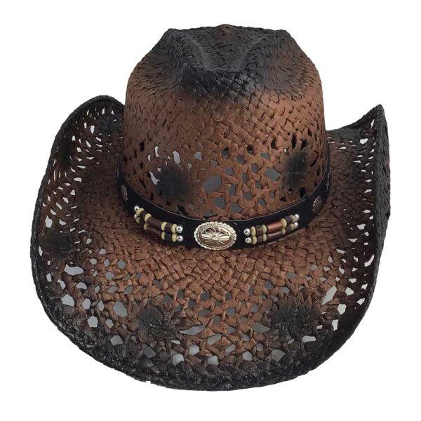 Chapeau Cowboy Western Unisexe - Paille Marron Et Noir - Style Country - Neuf Avec étiquette
