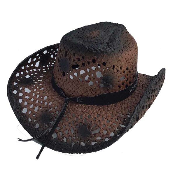 Chapeau de paille de raphia personnalisé unisexe en gros, style western, cowboy