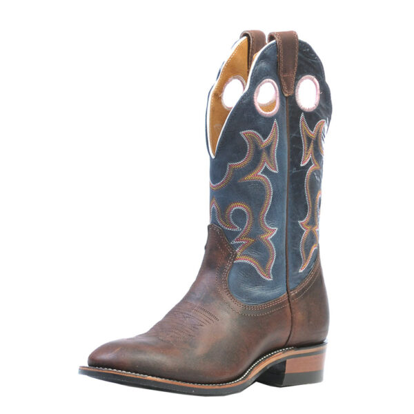0299 Bottes Boulet western country Bout rond Large marron/bleu femme