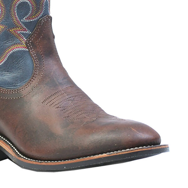 0299 Bottes Boulet western country Bout rond Large marron/bleu femme