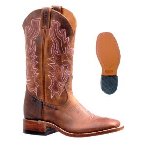 7220 Bottes Boulet western country Bout Carré Large marron femme