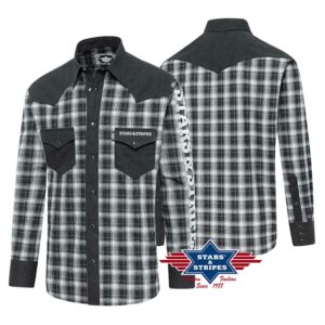 BLACK-STARS Chemises country western Stars and Stripes homme