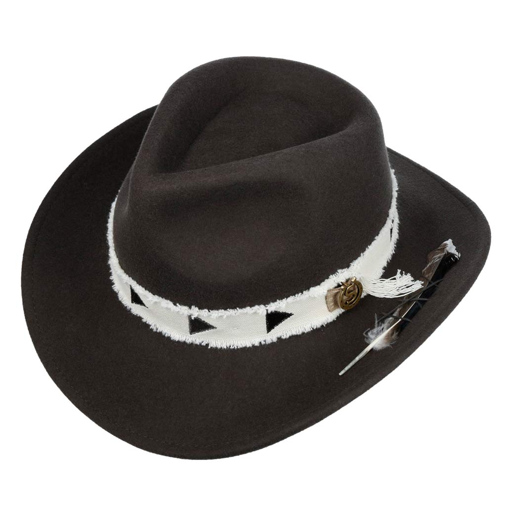 Falbalas St Junien Stetson chapeau homme Porkpie en feutre de laine noir