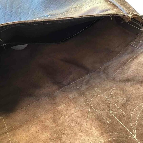 ref-04022023TORTUE MARRON Sac indien à franges Western Cuir tortue made in CANADA unisexe
