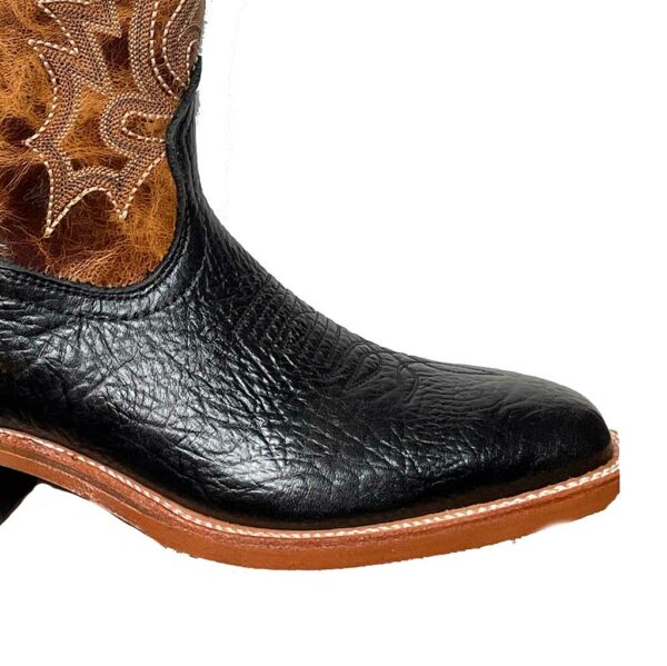 9392 Bottes Boulet western country bout carré noir/marron Femme