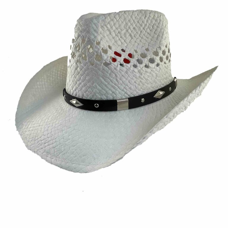 SHT16299 Chapeau cowboy country blanc used unisexe