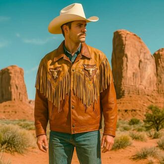 022025A veste à frange en cuir made in Canada homme la joya western Strasbourg