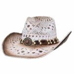 C5703 Chapeau country western couleur blanc marron unisexe