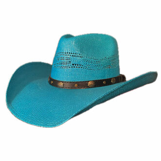 S2063 Chapeau country western paille couleur bleu unisexe la joya Strasbourg