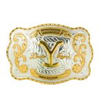 GS-611 Boucle de ceinture Yellowstone avec application dorée brillante USA